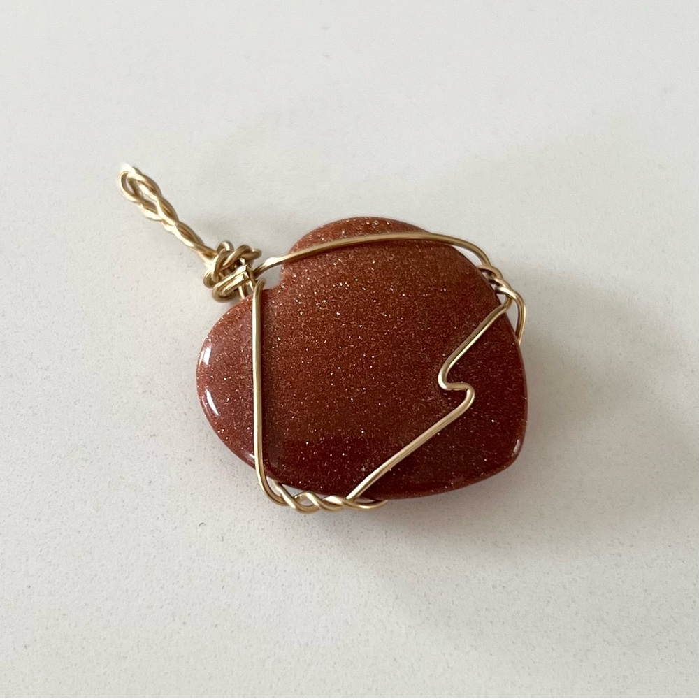 Goldstone Heart Wire Wrapped Pendant